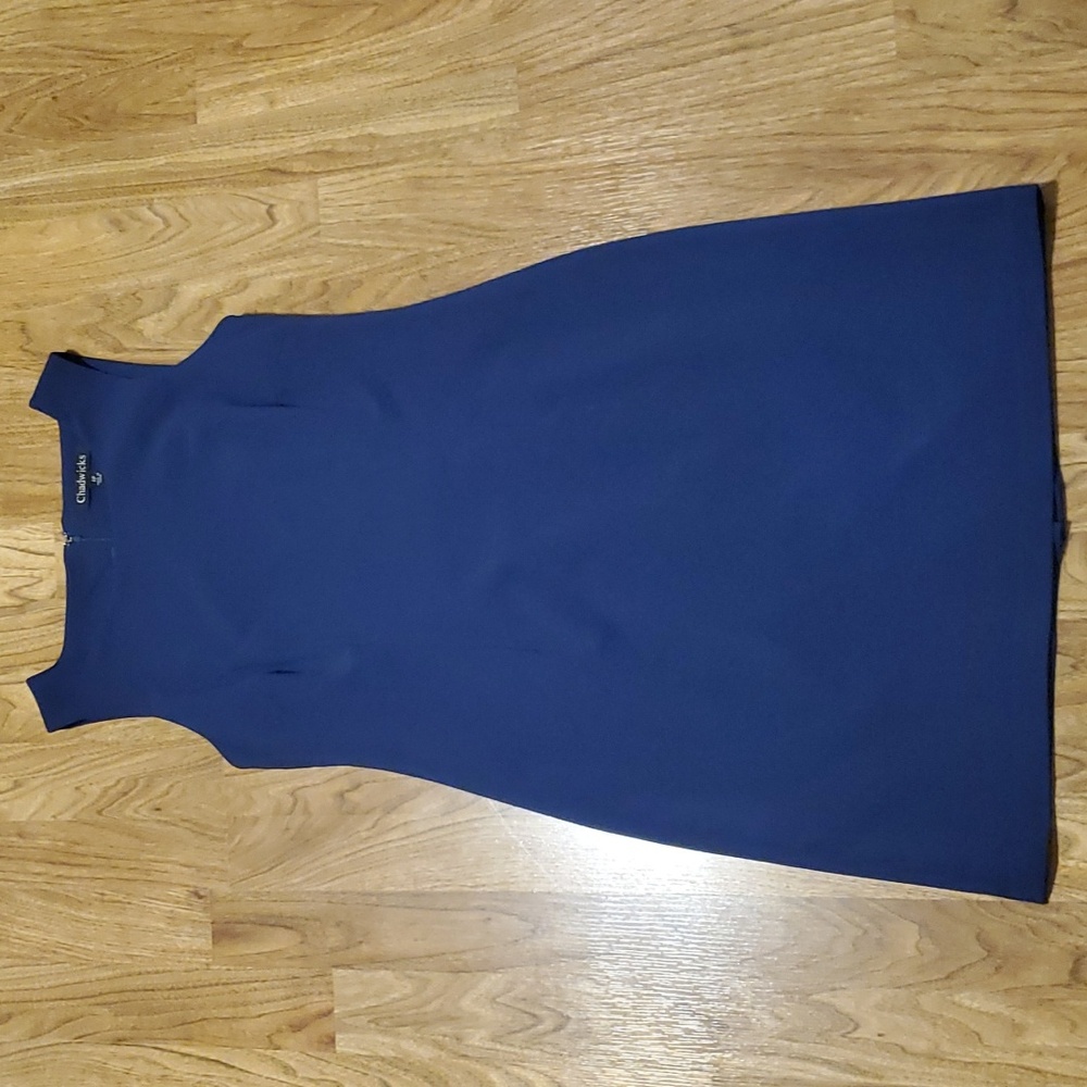Chadwicks Sleeveless Sheath Dress Navy Blue Womens Size 4P